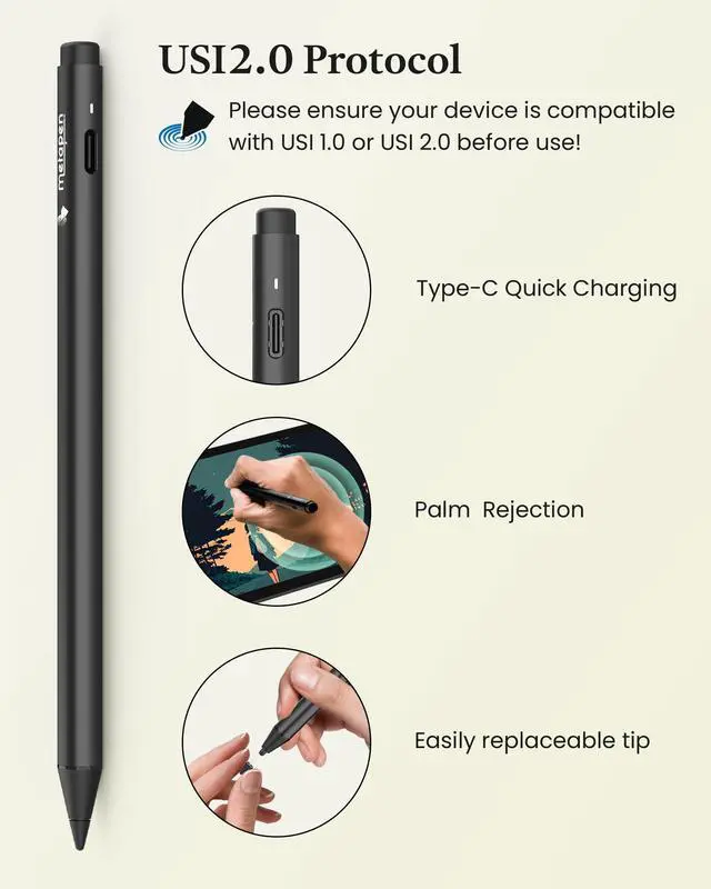 Alt view image 7 of 7 - USI 2.0 Stylus Pen G1 for Fire Max 11 (2023 Release), USB-C Fast Charging, 4096 Pressure Pen for Google Pixel Tablet, Amazon Fire HD 10 (13th Gen, 2023 Release), Lenovo/HP/Acer Chromebook