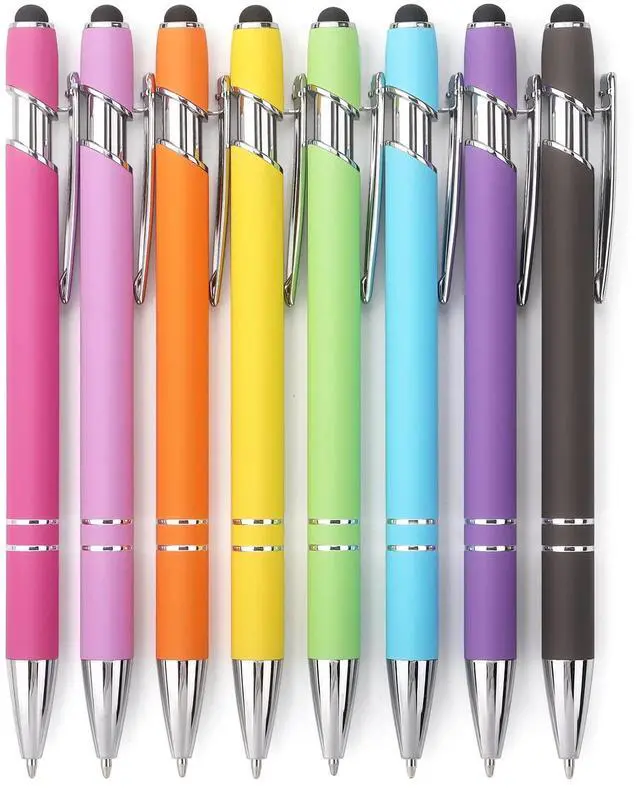 Main image of 8 Pack Ballpoint Pen 2-in-1 Stylus, 1.0 mm Black Ink