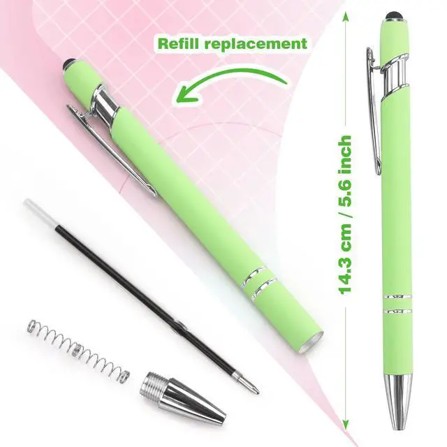 Alt view image 3 of 7 - 8 Pack Ballpoint Pen 2-in-1 Stylus, 1.0 mm Black Ink