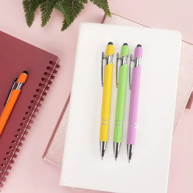 Alt view image 7 of 7 - 8 Pack Ballpoint Pen 2-in-1 Stylus, 1.0 mm Black Ink