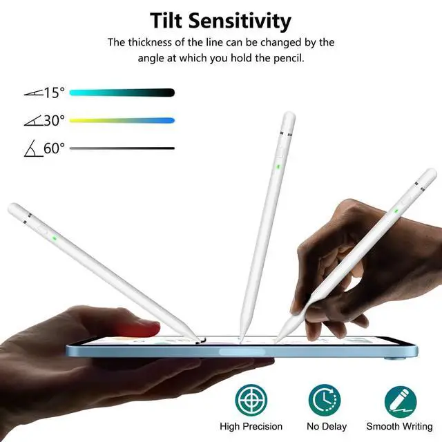 Alt view image 6 of 7 - Stylus Pen for iPad 2026-2018, USB C Fast Charge iPad Pencil with Pixel-Perfect Precision, Palm Rejection, Tilt Sensitivity, Magnetic for Note-Taking, Drawing on Apple iPad 6-11/Air/Pro/Mini - No Pair
