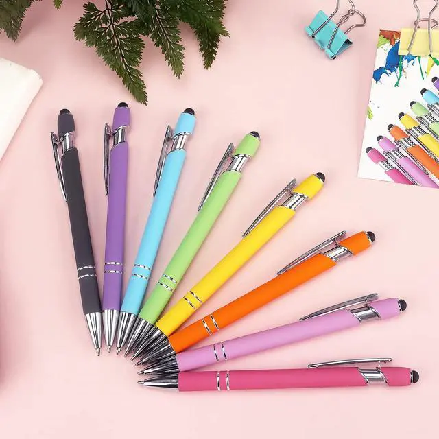 Alt view image 6 of 7 - 8 Pack Ballpoint Pen 2-in-1 Stylus, 1.0 mm Black Ink