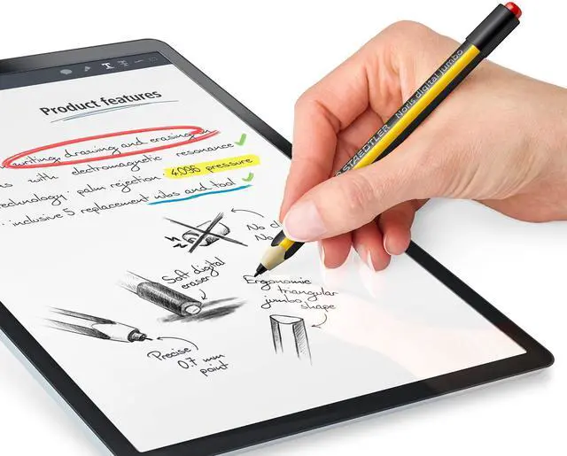 Alt view image 7 of 7 - Noris Jumbo Digital Stylus Pen with Eraser for Touchscreens: No Charging, Thick Triangular Barrel for Comfort, Works with Samsung Galaxy Tab, Kindle Scribe & More, Replacement Nibs & Tool