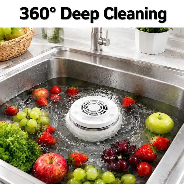 Alt view image 2 of 7 - Fruit and Vegetable Washing Machine, Upgraded 360° Vortex Fruit Washer with Next-Gen Ti-Electrolysis, 4 Smart Modes,Wireless Fruit Cleaner Device for Vegetables,Meat,Grains,IPX7 Waterproof
