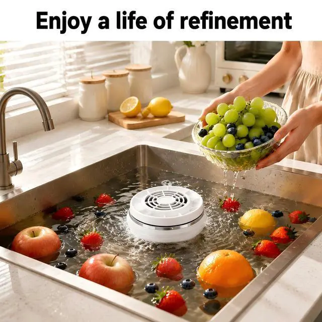 Alt view image 4 of 7 - Fruit and Vegetable Washing Machine, Upgraded 360° Vortex Fruit Washer with Next-Gen Ti-Electrolysis, 4 Smart Modes,Wireless Fruit Cleaner Device for Vegetables,Meat,Grains,IPX7 Waterproof