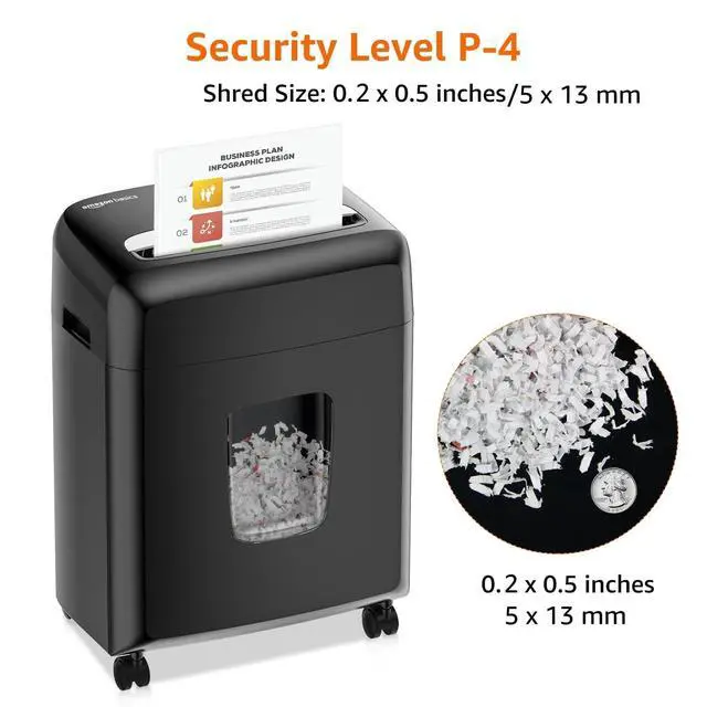 Alt view image 3 of 6 - High Security Micro Cut Paper Shredder, 8 Sheet Capacity, CD and Credit Card Shredder with Pull Out Bin, Black