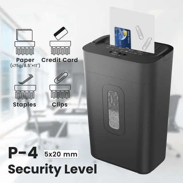 Alt view image 3 of 6 - 12-Sheet Cross Cut Paper Shredder, 5.55 Gallon Heavy Duty Shredder for Home Office, P-4 High Security Shredders for Paper/Credit Card/Mail/Staples/Clips, Portable Handle Design