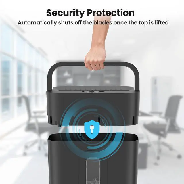 Alt view image 4 of 6 - 12-Sheet Cross Cut Paper Shredder, 5.55 Gallon Heavy Duty Shredder for Home Office, P-4 High Security Shredders for Paper/Credit Card/Mail/Staples/Clips, Portable Handle Design
