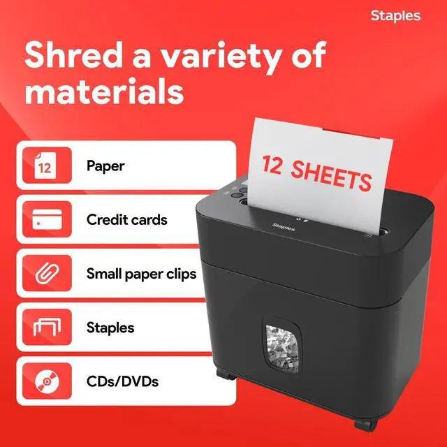 Alt view image 2 of 7 - 12-Sheet Micro-Cut Paper Shredder, Compact High-Security Shredding for Home & Office, Shreds Credit Cards, Black