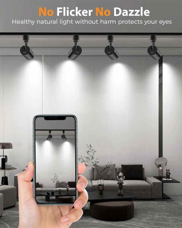 Alt view image 6 of 7 - L Type Track Lighting Heads 10W, 3-Color Zoomable, 4 Pack, Black