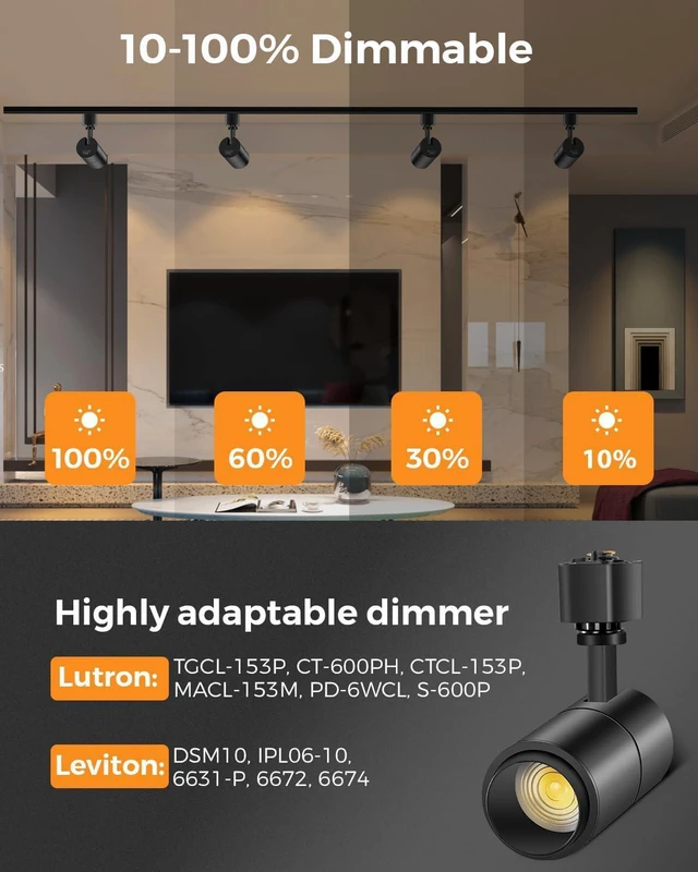 Alt view image 5 of 7 - L Type Track Lighting Heads 10W, 3-Color Zoomable, 4 Pack, Black