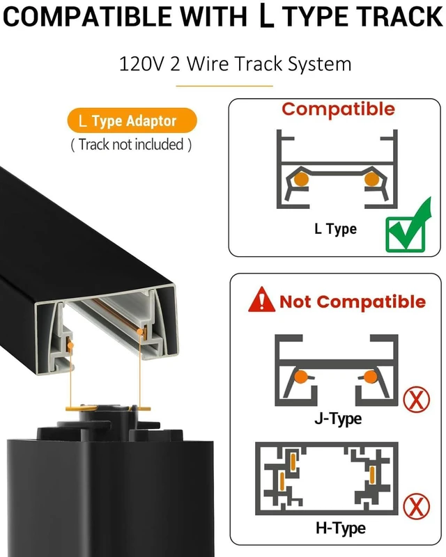 Alt view image 2 of 7 - L Type Track Lighting Heads 10W, 3-Color Zoomable, 4 Pack, Black