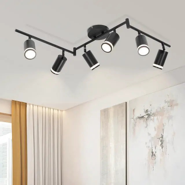 Main image of 6-Light Track Lighting Fixtures Ceiling, GU10 Black Led Ceiling Spotlight