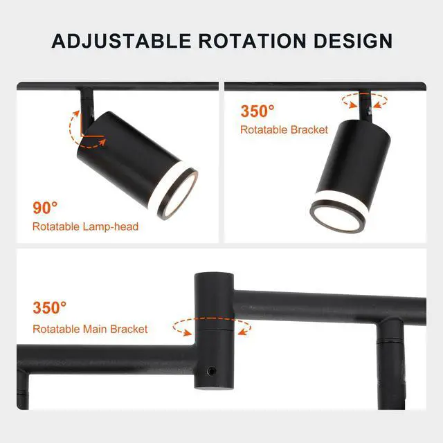 Alt view image 4 of 7 - 6-Light Track Lighting Fixtures Ceiling, GU10 Black Led Ceiling Spotlight