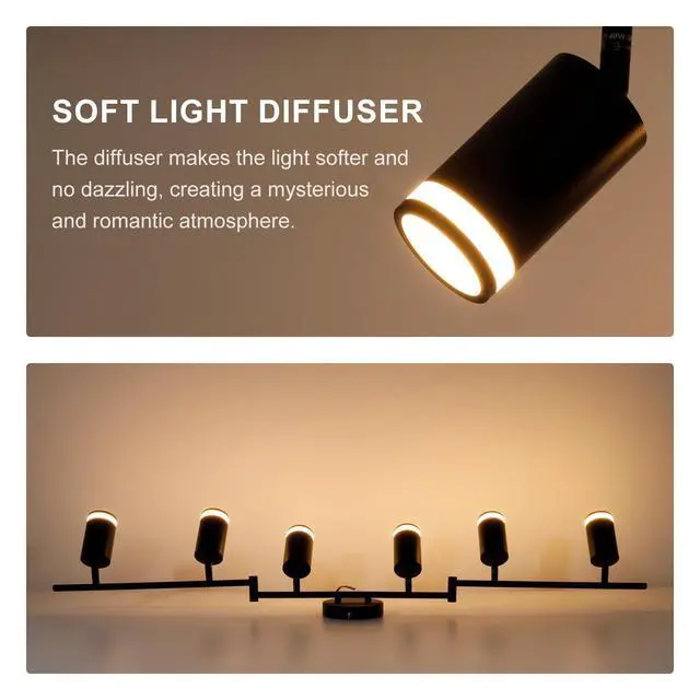 Alt view image 5 of 7 - 6-Light Track Lighting Fixtures Ceiling, GU10 Black Led Ceiling Spotlight