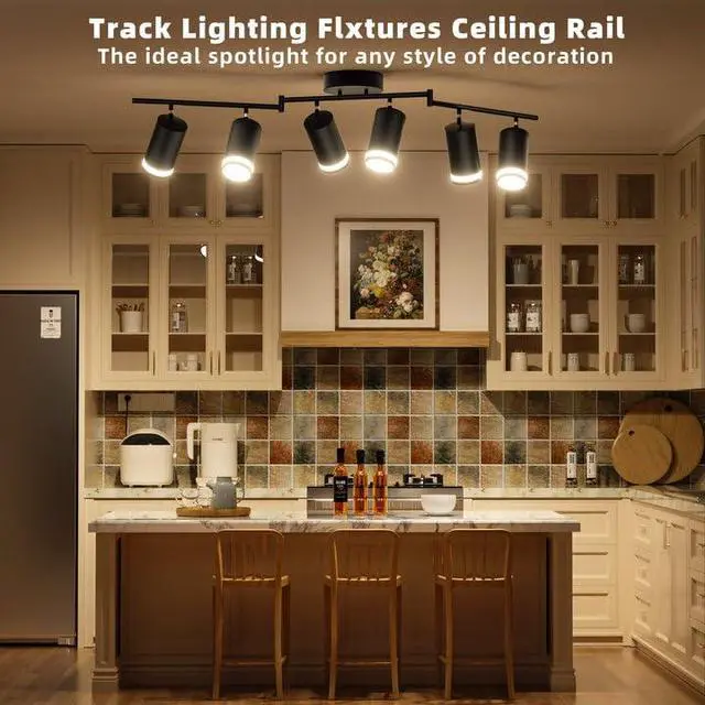 Alt view image 7 of 7 - 6-Light Track Lighting Fixtures Ceiling, GU10 Black Led Ceiling Spotlight