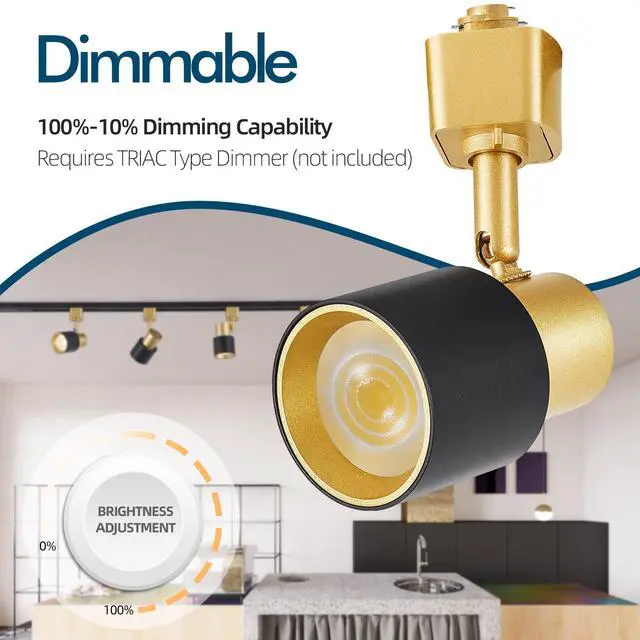 Alt view image 4 of 7 - 10W H Track Lighting Heads 3000K Warm White Track Light Head Flxible Bright Black Gold Dimmable LED Track Lighting Fixtures for Accent Kitchen Office, Flicker Free CRI90+ 24° 900lm Pack of 8