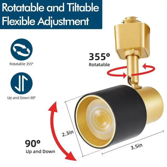 Alt view image 6 of 7 - 10W H Track Lighting Heads 3000K Warm White Track Light Head Flxible Bright Black Gold Dimmable LED Track Lighting Fixtures for Accent Kitchen Office, Flicker Free CRI90+ 24° 900lm Pack of 8