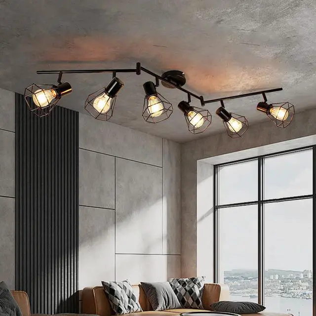 Main image of 6-Light Track Lighting Fixtures Ceiling Black Spotlight,E26 Base