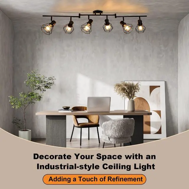 Alt view image 2 of 7 - 6-Light Track Lighting Fixtures Ceiling Black Spotlight,E26 Base