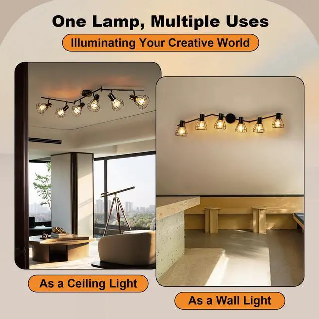 Alt view image 6 of 7 - 6-Light Track Lighting Fixtures Ceiling Black Spotlight,E26 Base