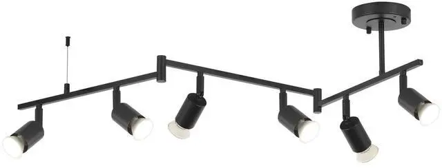 Main image of 6-Light Black Track Lighting Fixtures Ceiling, Flexible Foldable Arm and Rotatable Light Head,Modern LED Track Lighting for Kitchen Islands, Dining Rooms(GU10 Socket, Bulbs Not Included)