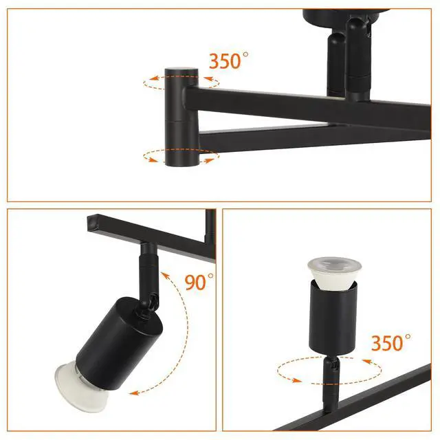 Alt view image 3 of 7 - 6-Light Black Track Lighting Fixtures Ceiling, Flexible Foldable Arm and Rotatable Light Head,Modern LED Track Lighting for Kitchen Islands, Dining Rooms(GU10 Socket, Bulbs Not Included)
