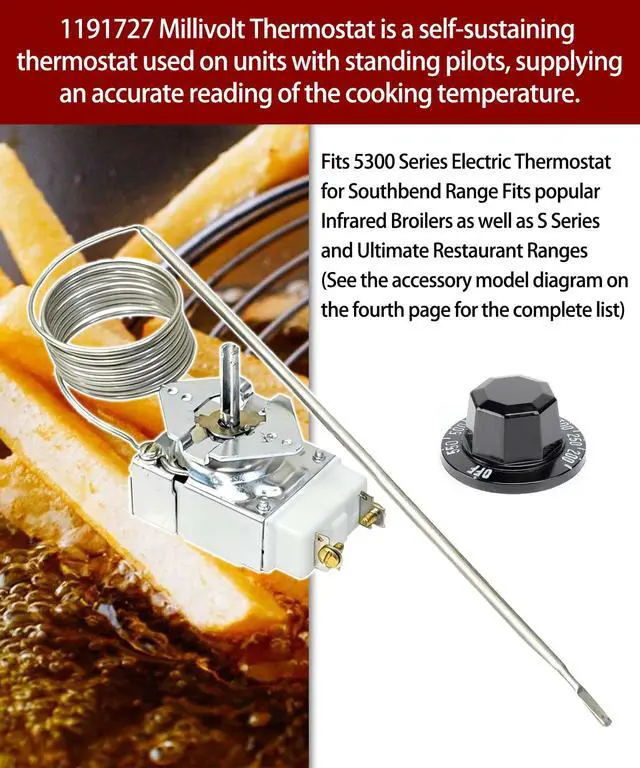 Alt view image 3 of 6 - 1191727, RX-34-60 Thermostat with 1190573 Knob for Southbend Range, 550F