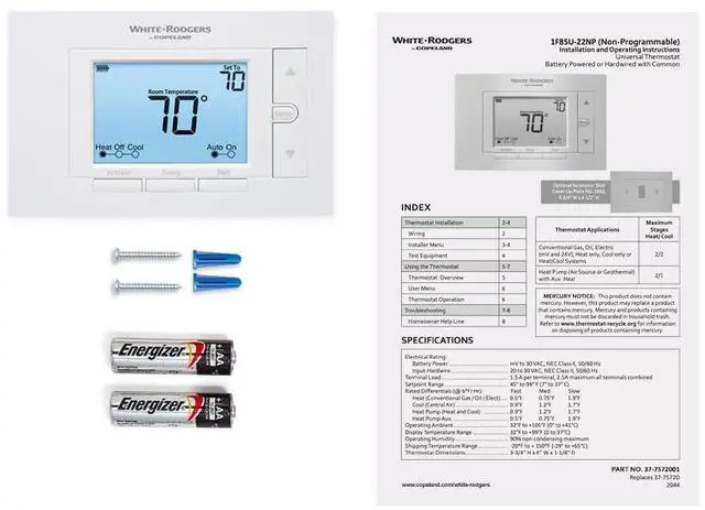 Alt view image 3 of 5 - 80 Series, Programmable, Multi-Stage Thermostat, 1F85U-22PR