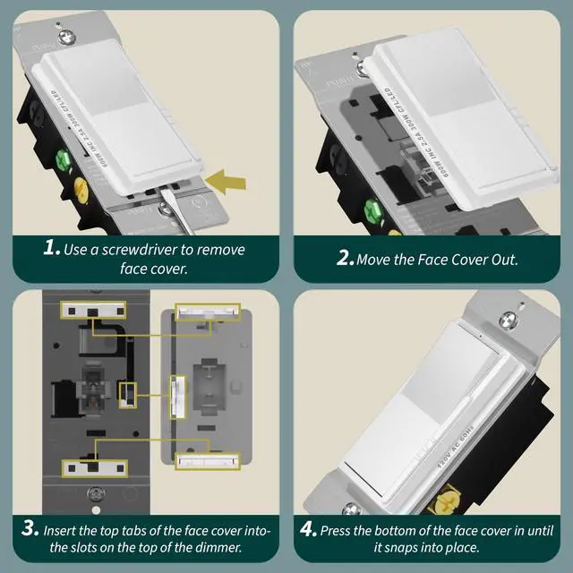 Alt view image 6 of 7 - 300W LED Dimmer Switch, Single Pole or 3-Way, White, 1 Pack