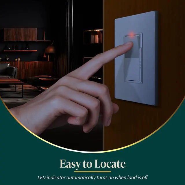Alt view image 7 of 7 - 300W LED Dimmer Switch, Single Pole or 3-Way, White, 1 Pack