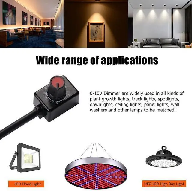 Alt view image 4 of 6 - 2Pack DC0/1-10V Knob LED Dimmer Mini Controller Rotary Switch Low Voltage Passive PWM Dimming Off for 0-10V / 1-10V Dimmable LED Drivers Electronic Ballasts Controling Interior Light Grow Lamp