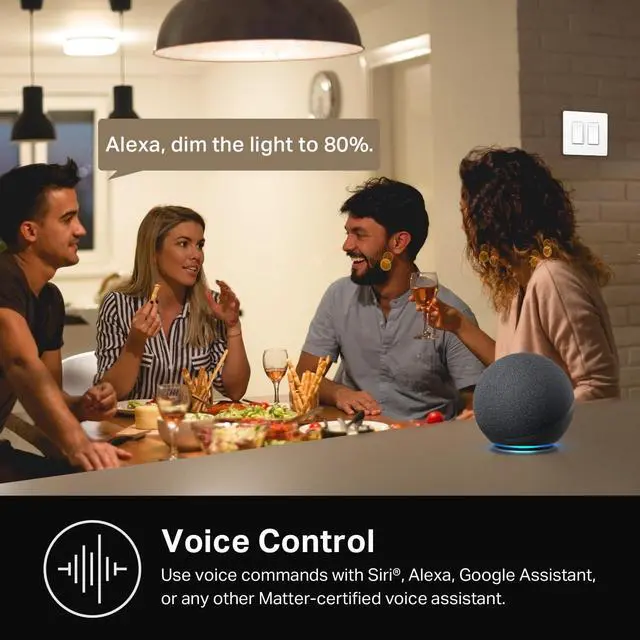 Alt view image 4 of 7 - Dimmer Switch 2-Gang HS220-2, Single Pole, Needs Neutral Wire, 2.4GHz Wi-Fi Light Switch Compatible with Alexa and Google Home, UL Certified, No Hub Required, White
