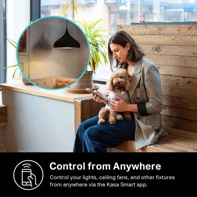 Alt view image 5 of 7 - Dimmer Switch 2-Gang HS220-2, Single Pole, Needs Neutral Wire, 2.4GHz Wi-Fi Light Switch Compatible with Alexa and Google Home, UL Certified, No Hub Required, White