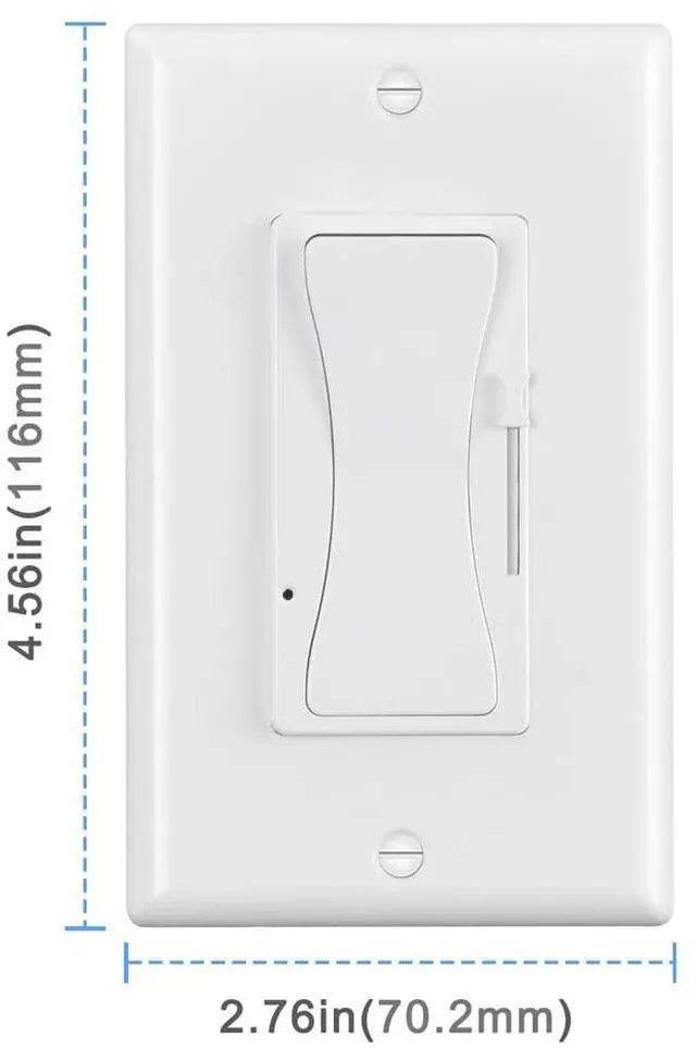Alt view image 4 of 5 - 12V - 24V DC Dimmer Switch, PWM LED Slide Dimmer Switch for LED Strip Lights, Single Color, Wall Plate Included (1 Pack, White)