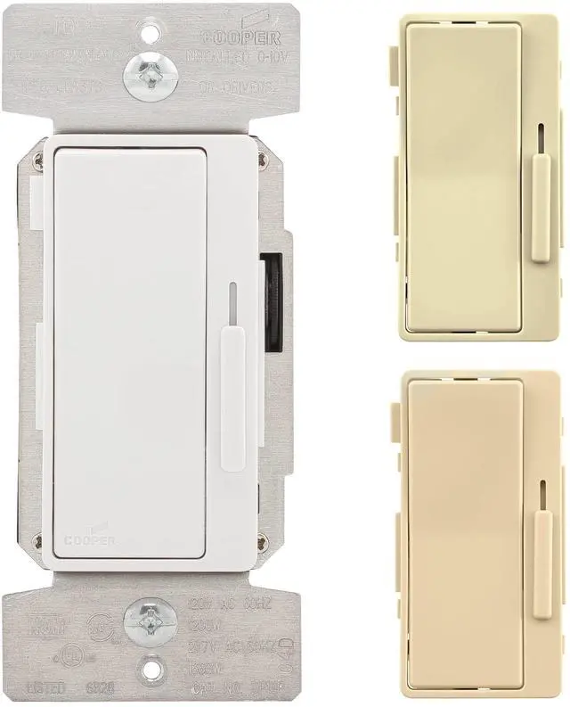 Main image of DF10P-C1 Decorator 0-10V Dimmer, Single Pole & 3-Way, No Neutral Required, with Color Change Kit: Almond, White, Ivory