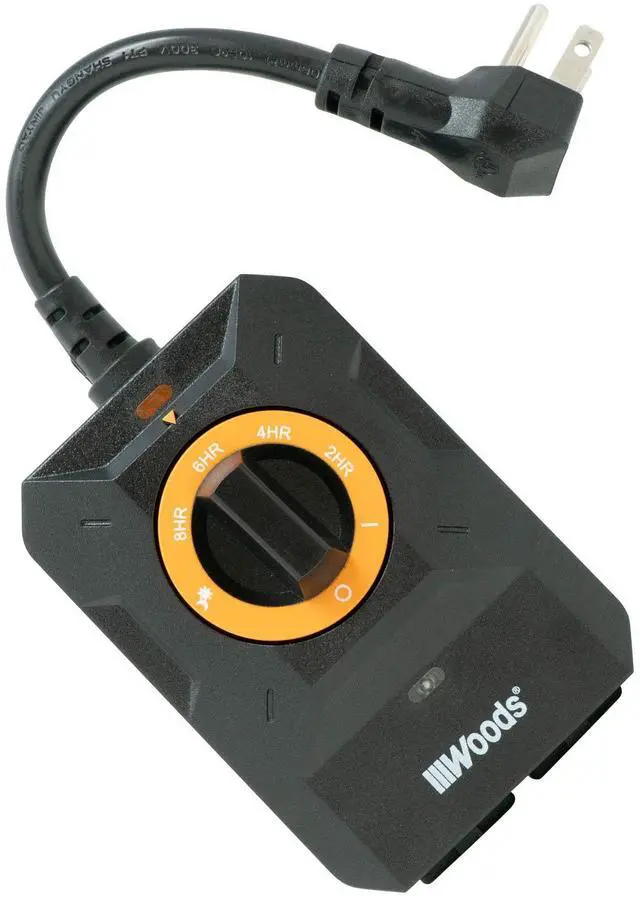 Main image of 50122WD Outdoor Dusk to Dawn Lighting Timer; 2 Grounded Outlets; Black; Light Sensor with 2-8 Hour Countdown; Repeats Daily for Holiday Lighting; Outdoor Decor