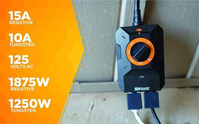 Alt view image 5 of 7 - 50122WD Outdoor Dusk to Dawn Lighting Timer; 2 Grounded Outlets; Black; Light Sensor with 2-8 Hour Countdown; Repeats Daily for Holiday Lighting; Outdoor Decor