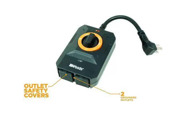 Alt view image 7 of 7 - 50122WD Outdoor Dusk to Dawn Lighting Timer; 2 Grounded Outlets; Black; Light Sensor with 2-8 Hour Countdown; Repeats Daily for Holiday Lighting; Outdoor Decor