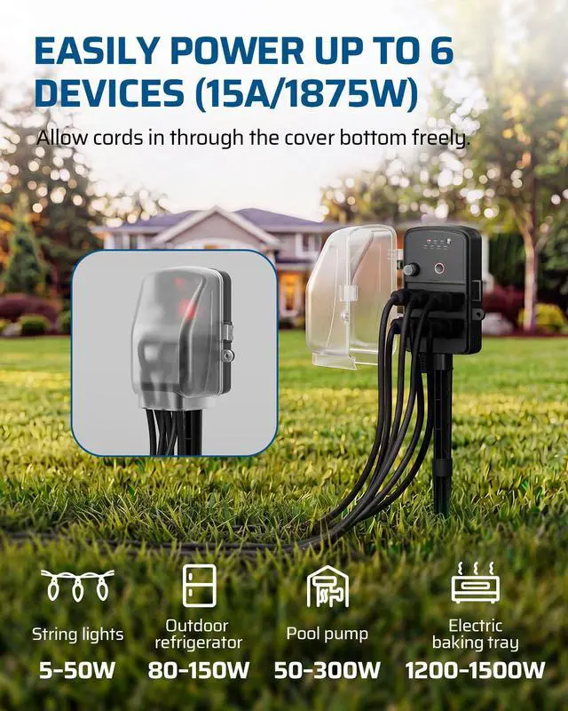 Alt view image 4 of 7 - Outdoor Power Stake Timer, Waterproof Dusk to Dawn Timer