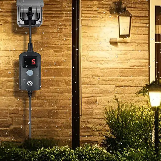 Alt view image 5 of 5 - 24-Hour Outdoor Light Timer, Water Resistant, Photocell Dusk to Dawn Light Sensor Countdown Timer, 18AWG Cord, Grounded Outlet for Home, Christmas Lights, Garden.10A, UL Listed