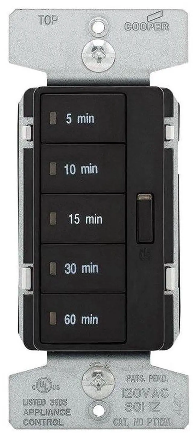 Main image of PT18M-BK 1800W 15 Amp 5-Button Minute Timer with Off Single-Pole, Black