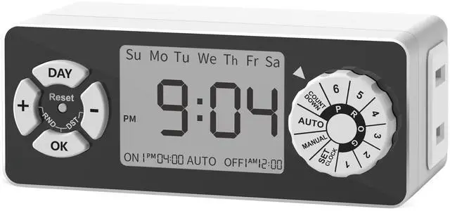 Main image of New Digital Timer Outlet, Dial Programmable Method, Indoor Plug in Light Timer, 2 Polarized Electrical Outlets for Lamps, 6 Sets of Programs, 15A/1875W