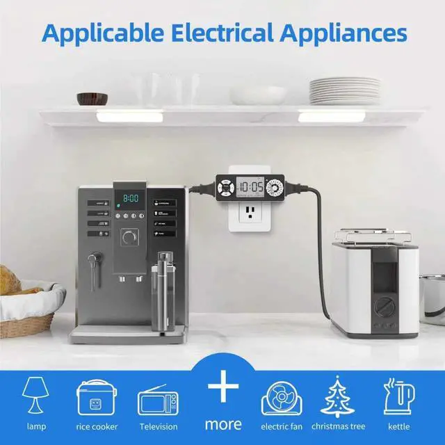 Alt view image 4 of 6 - New Digital Timer Outlet, Dial Programmable Method, Indoor Plug in Light Timer, 2 Polarized Electrical Outlets for Lamps, 6 Sets of Programs, 15A/1875W