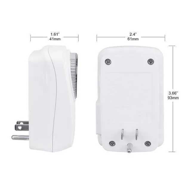 Alt view image 4 of 5 - 2-Pack 24-Hour Indoor Light Countdown Timer, One Grounded Outlet Ideal for Home Lighting, Small appliances, Holiday Decorations, and More 15A, UL Listed