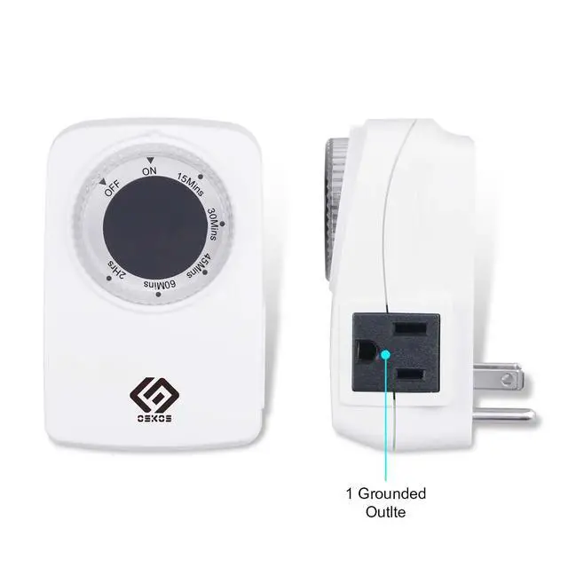 Alt view image 3 of 5 - 2-Pack 24-Hour Indoor Light Countdown Timer, One Grounded Outlet Ideal for Home Lighting, Small appliances, Holiday Decorations, and More 15A, UL Listed