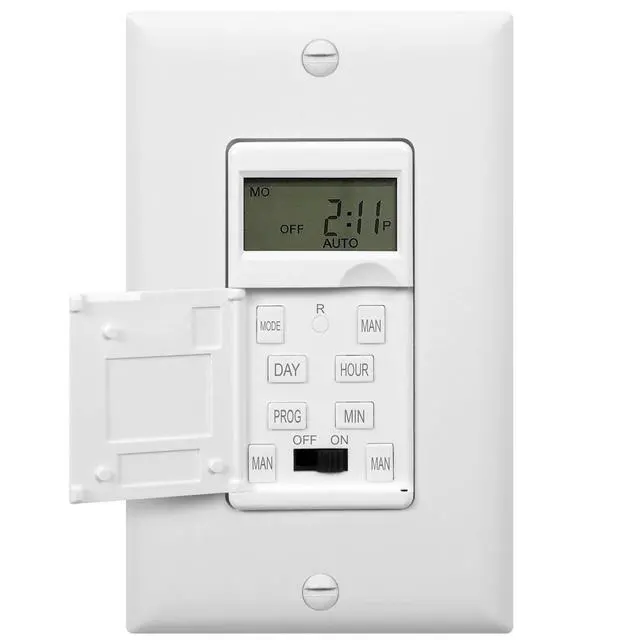 Alt view image 2 of 7 - Programmable Digital Timer Switch for Lights, Fans, Motors, 7-Day 18 ON/OFF Timer Settings, Single Pole, Neutral Wire Required, UL Listed, HET01-C, White, 2 Pack