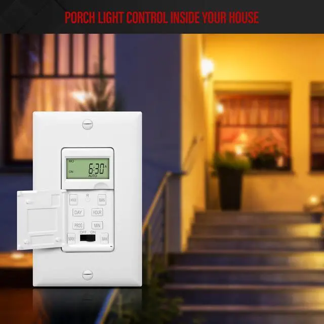 Alt view image 6 of 7 - Programmable Digital Timer Switch for Lights, Fans, Motors, 7-Day 18 ON/OFF Timer Settings, Single Pole, Neutral Wire Required, UL Listed, HET01-C, White, 2 Pack
