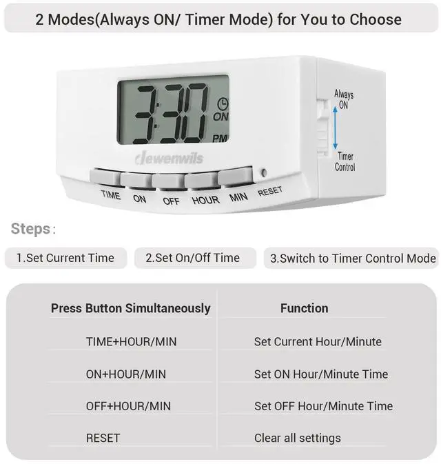 Alt view image 4 of 7 - 24 Hour Digital Light Timer, 1 Polarized Outlet