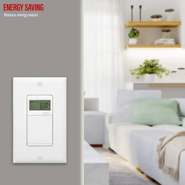 Alt view image 4 of 7 - - HET01-C-W Programmable Digital Timer Switch for Lights, Fans, Motors, 7-Day18 ON/OFF Timer Settings, Single Pole, Neutral Wire Required, UL Listed, HET01-C, White